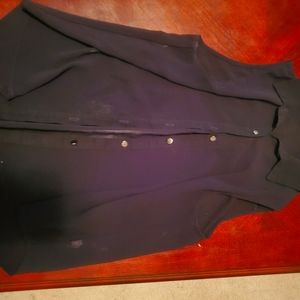 Black, no sleeves, button up top